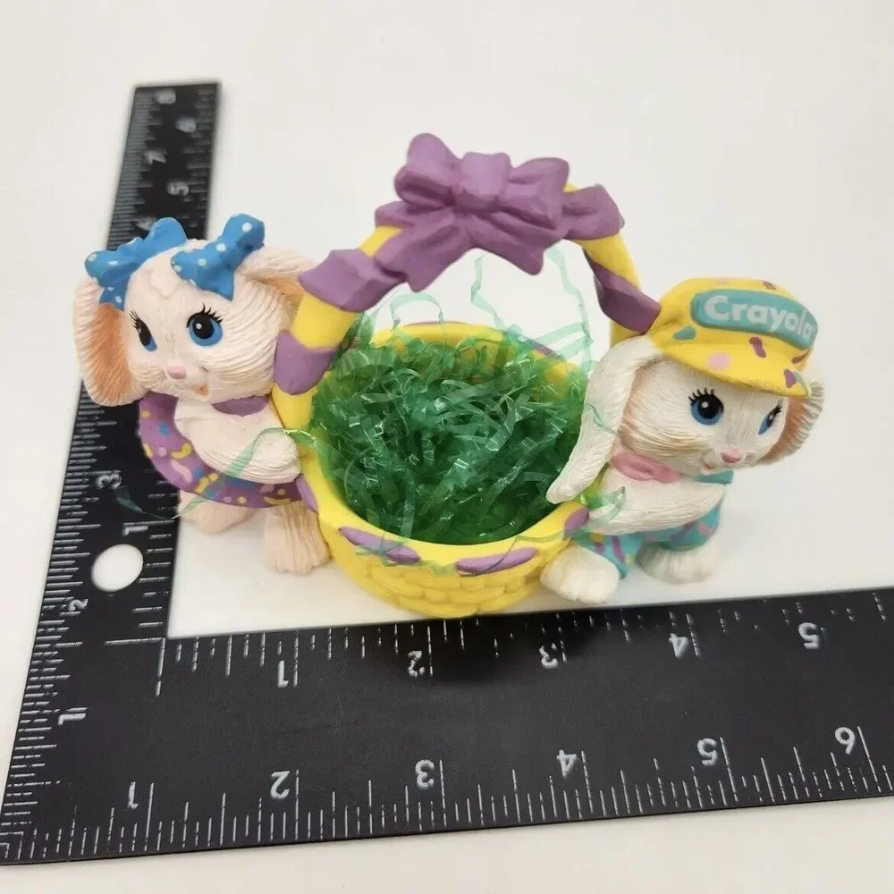 1991 NEW in Box Hallmark CRAYOLA BUNNY FIGURINE Boy Girl Bunny & Easter Basket
